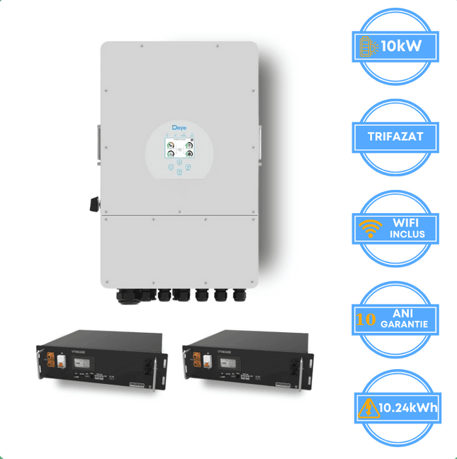 Inversor Deye de 10 kW, SUN-10K-SG05LP3-EU-SM2 + batería V-TAC de 10,24 Wh