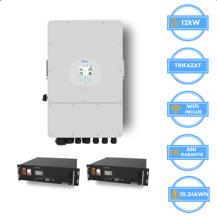 Inversor Deye de 12 kW, SUN-12K-SG05LP3-EU-SM2 + batería V-TAC de 10,24 kWh
