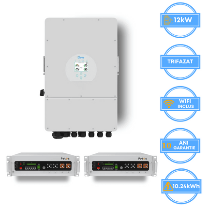 Inversor Deye de 12 kW, SUN-12K-SG05LP3-EU-SM2 + Batería Pytes de 10,24 kWh, v5a