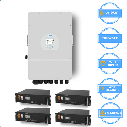 Inversor Deye de 20 kW, SUN-20K-SG05LP3-EU-SM2 + batería V-TAC de 20,48 kWh
