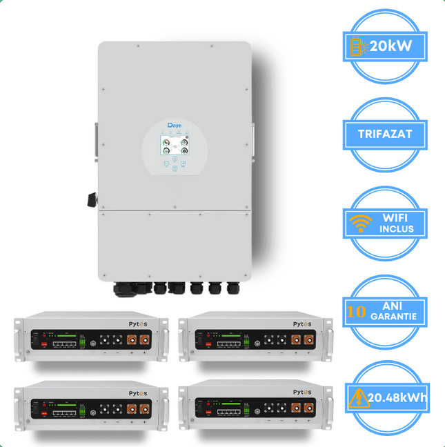 Inversor Deye de 20 kW, SUN-20K-SG05LP3-EU-SM2 + Batería Pytes de 20,48 kWh, v5a