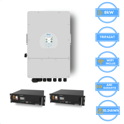 Inversor Deye de 8 kW, SUN-8K-SG05LP3-EU-SM2 + batería V-TAC de 10,24 kWh