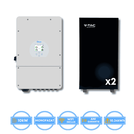 Inversor Deye de 10 kW, SUN-10K-SG02LP1-EU-AM3 + batería V-TAC de 10,24 kWh