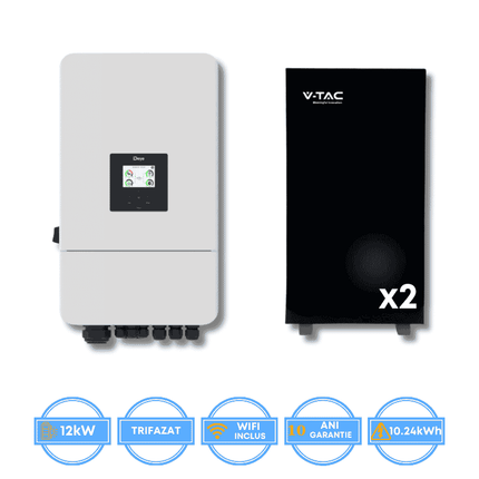 Inversor Deye de 12 kW, SUN-12K-SG05LP3-EU-SM2 + batería V-TAC de 10,24 kWh