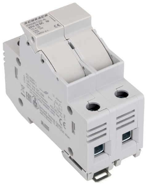 Bloque de fusibles fotovoltaico modular, 10x38, 2 polos, 20 A, Schrack
