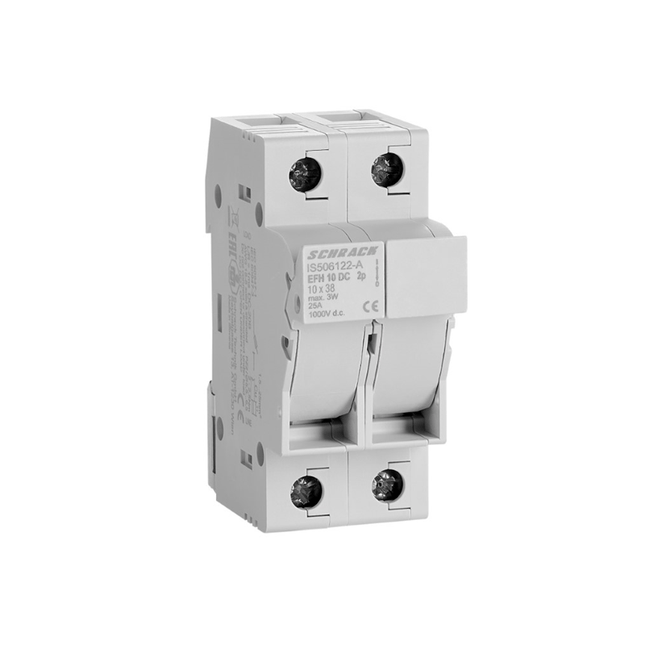 Bloque de fusibles fotovoltaico modular, 10x38, 2 polos, 20 A, Schrack